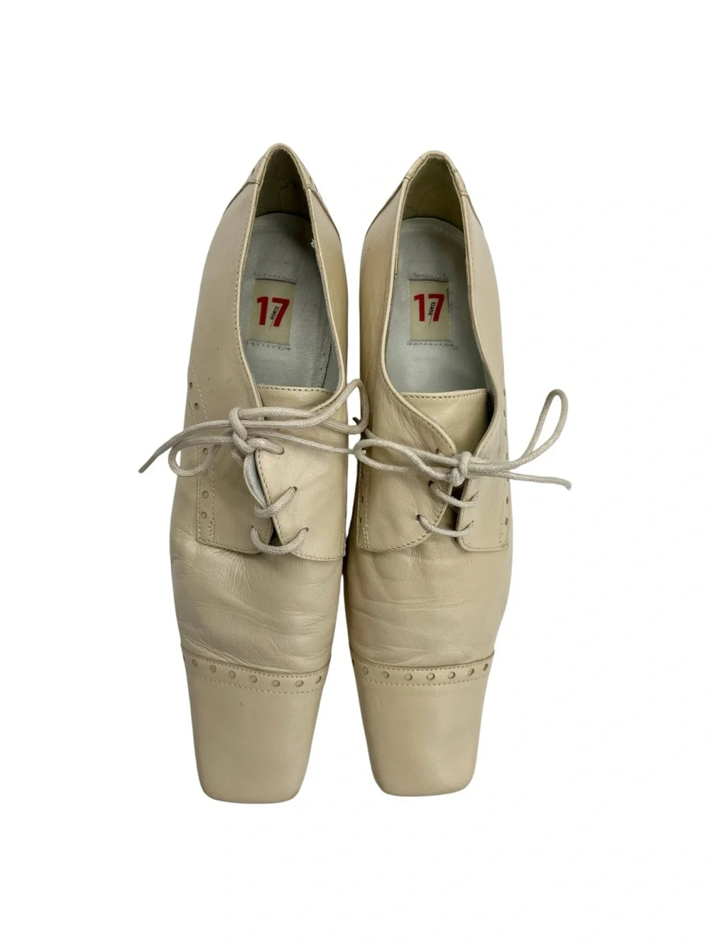 Vintage Görtz 17 Y2K Square Toe Beige Leather Size 40 ca 9 in US